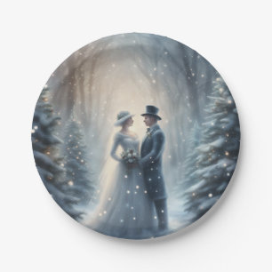 Winterhochzeitspaar Brautparty Pappteller