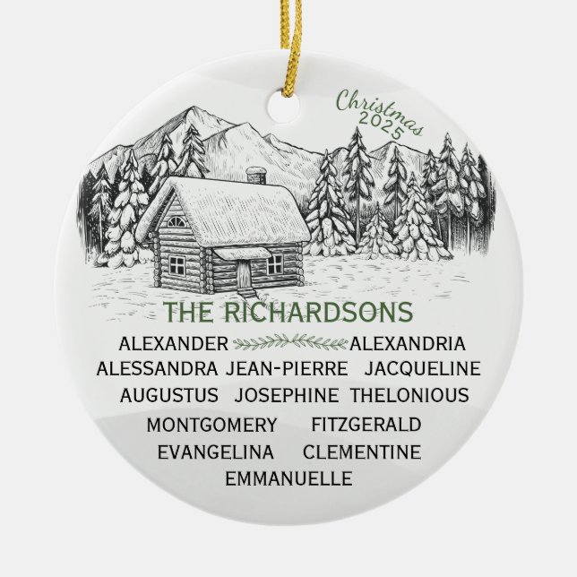 Winterholzkabine Snowy Mountain X13 Keramik Ornament (Vorne)