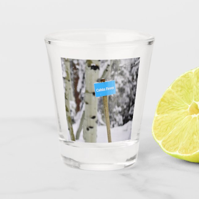 Winterhütte Fieber Urlaub Jahreszeit Schnee Schnapsglas (Vorderseite)