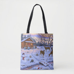 Winterhütte Reh Im Schnee Weihnachtsszene