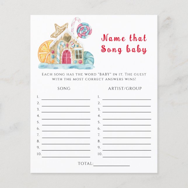 Winterhüttenkuchen, Name dieses Lied Baby Showspie (Vorderseite)