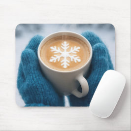 Winterkaffee mit Handschuhen und Schneeflocke Mousepad