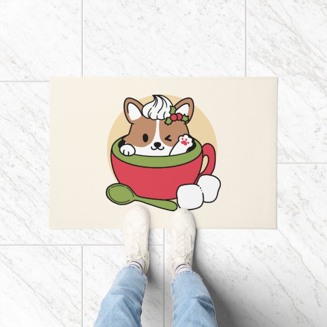 Winterkakaoglas - Niedlicher Hund im Design von Ta Fußmatte (Indoor)