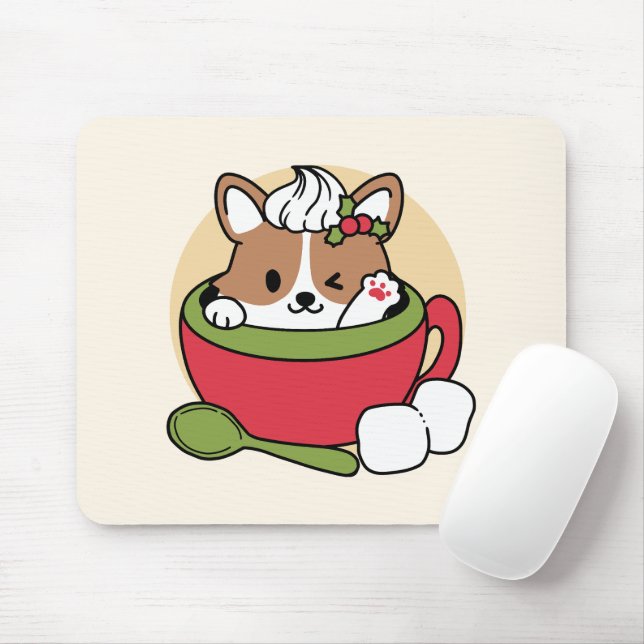 Winterkakaoglas - Niedlicher Hund im Design von Ta Mousepad (Mit Mouse)