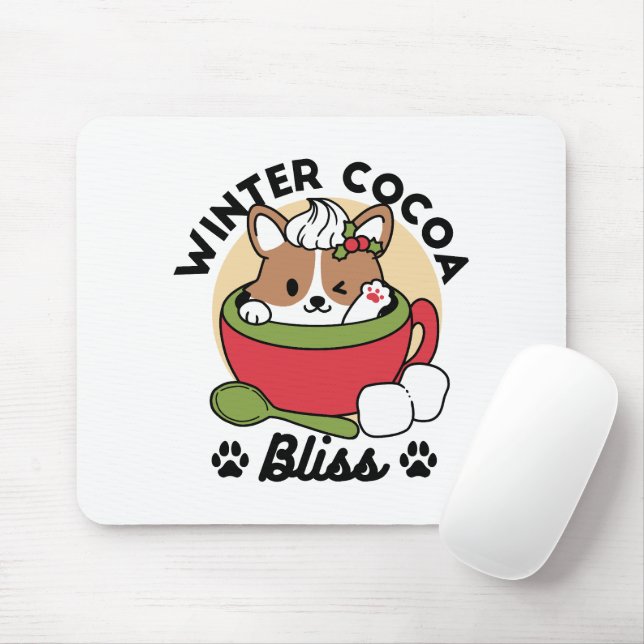 Winterkakaoglas - Niedlicher Hund im Design von Ta Mousepad (Mit Mouse)