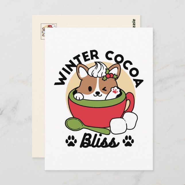 Winterkakaoglas - Niedlicher Hund im Design von Ta Postkarte (Vorne/Hinten)