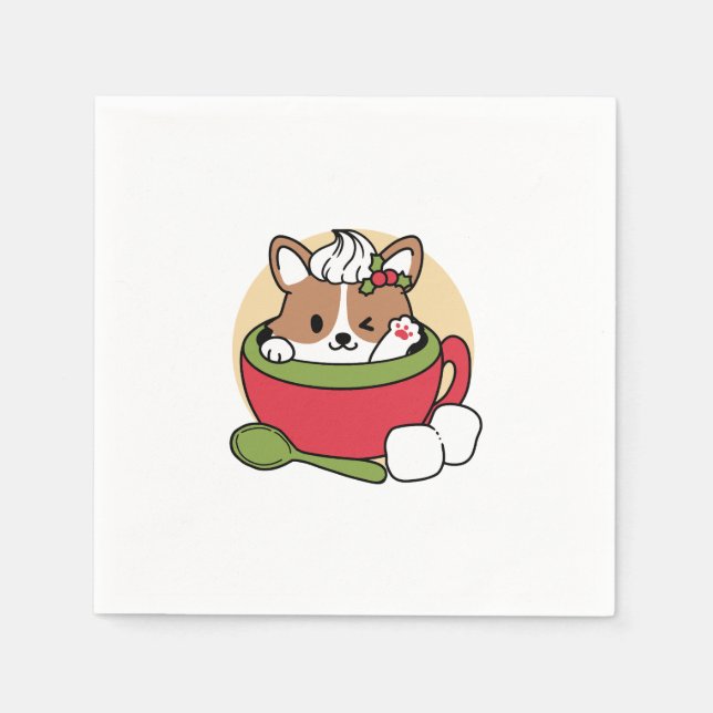 Winterkakaoglas - Niedlicher Hund im Design von Ta Serviette (Vorderseite)