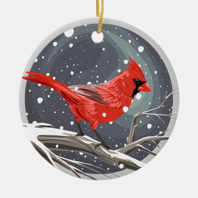 Winterkardinal Keramik Ornament (Vorne)
