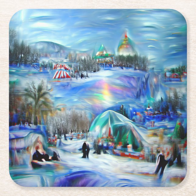 Winterkarneval Rechteckiger Pappuntersetzer (Vorderseite)