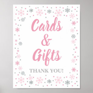 Winterkarten & Geschenke Signieren Rosa & Silber S Poster