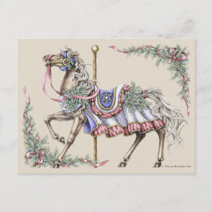 Winterkarussellpferd Zeichnend Postkarte