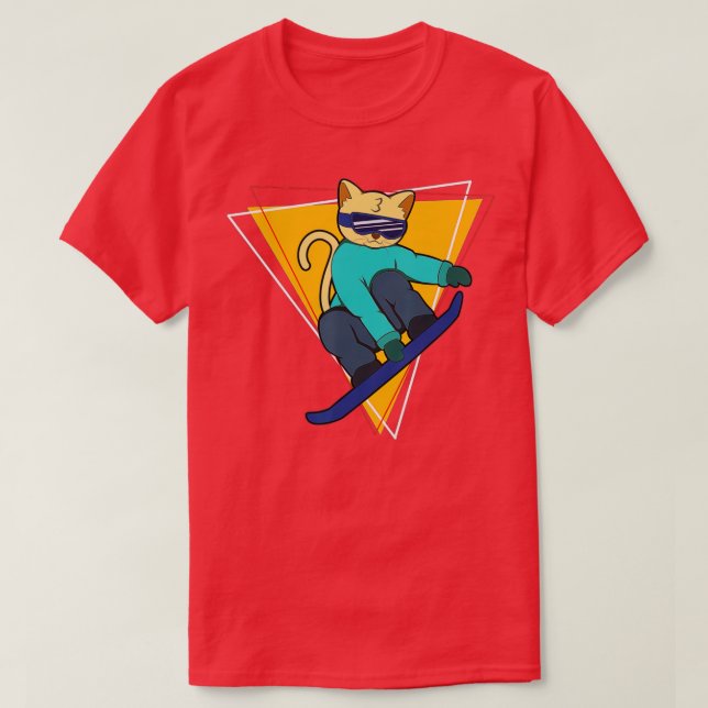 Winterkatze auf Snowboard Snowboard T-Shirt (Design vorne)