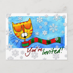 Winterkatze - Sie sind eingeladen! Postkarte