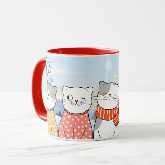Winterkatzen Tasse (Vorderseite Links)
