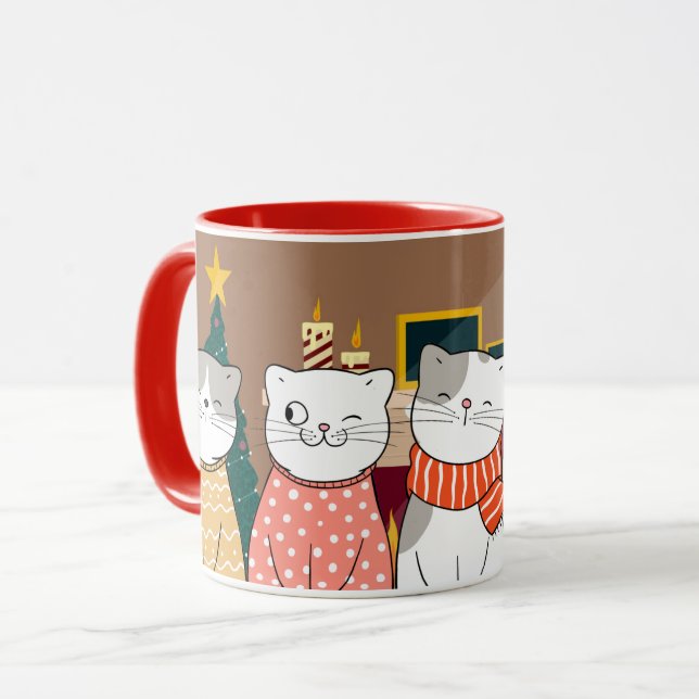 Winterkatzen Tasse (Vorderseite Links)