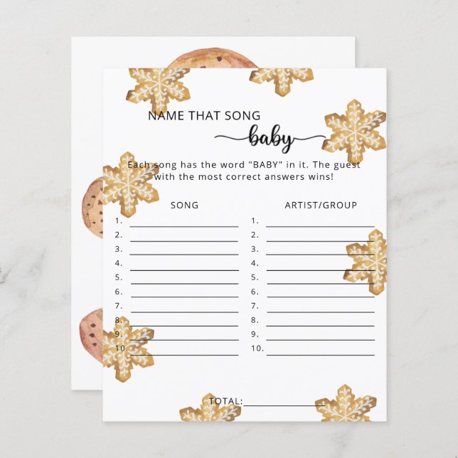 Winterkekse - Name dieses Songs Baby Shower Game (Vorne/Hinten)