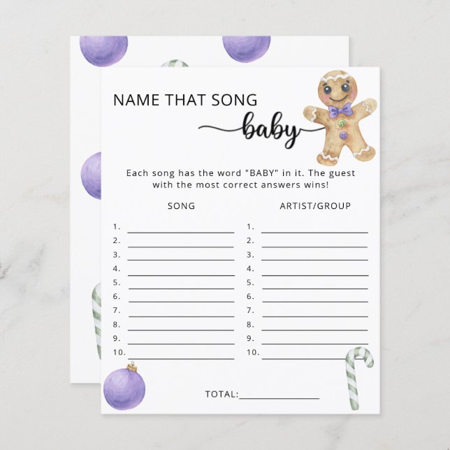 Winterkekse - Name dieses Songs Baby Shower Game (Vorne/Hinten)