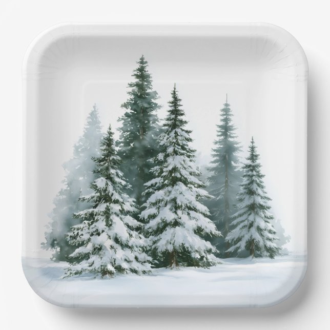 Winterkiefern Pappteller (Vorderseite)