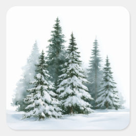 Winterkiefern Quadratischer Aufkleber