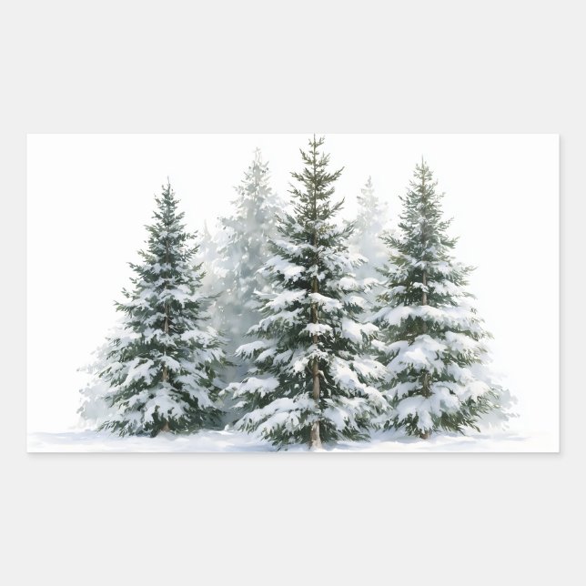 Winterkiefern Rechteckiger Aufkleber (Vorderseite)