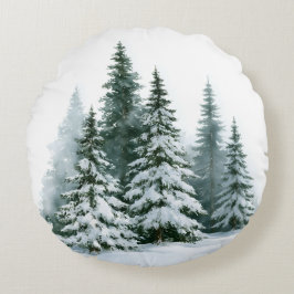 Winterkiefern Rundes Kissen