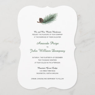 Winterkiefern und Pinecone  Hochzeit Einladung