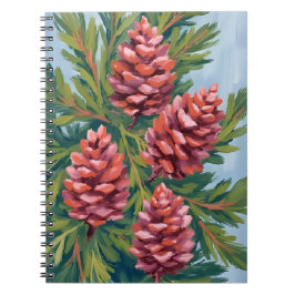 Winterkiefernzapfen | Natur-Aquarellmalerei Notizblock