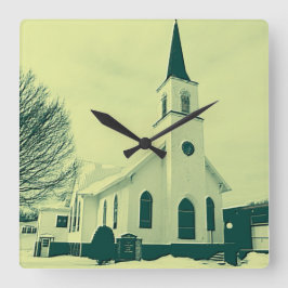 Winterkirche Quadratische Wanduhr