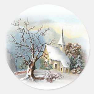 Winterkirche Runder Aufkleber
