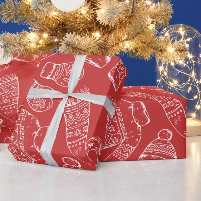 Winterkleideraum Pullover Mittens Scarves Socken Geschenkpapier (Feiertage)