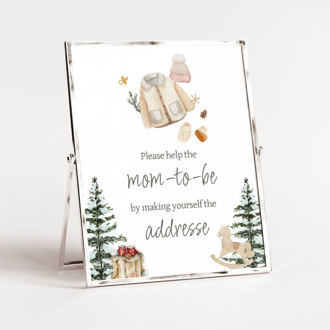 Winterkleidung Es ist kalt draußen Umschlagstation Poster (Merry Little Winter Baby Clothes Baby Shower Envelope Station Sign)