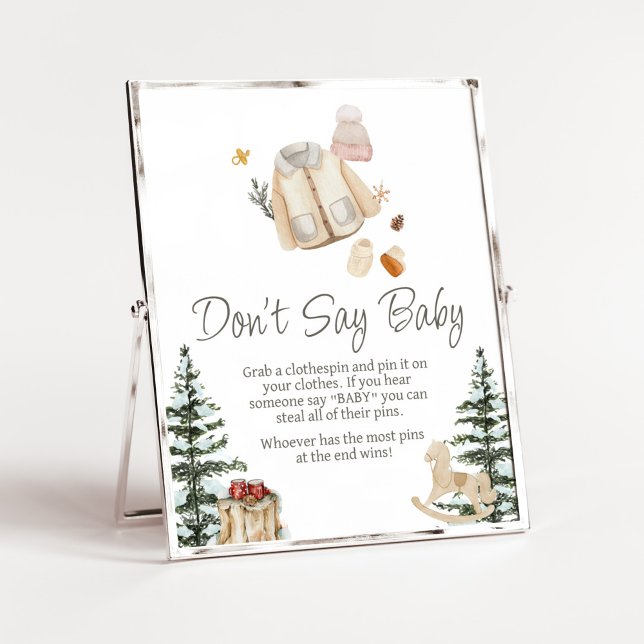 Winterkleidung im Freien kalt, sagt nicht Baby Poster (Merry Little Winter Baby Clothes Baby Shower Don't Say Baby Sign)