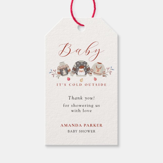 Winterkleidung Weihnachtsdusche Danke Geschenkanhänger (Vorderseite)