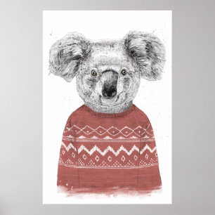 Winterkoala (rot) poster