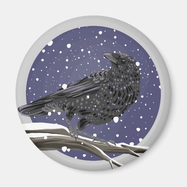 Winterkrähe Magnet (Vorne)