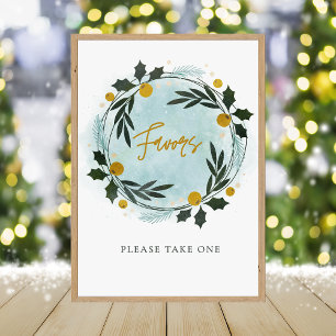 Winterkranz Blau Gold Babyshower Favor Zeichen Fotodruck