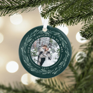 Winterkranz   Erstes Verheiratetes Foto zu Weihnac Ornament