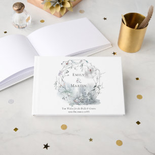Winterkranz-Foliage Festliche Wasserfarben Hochzei Gästebuch