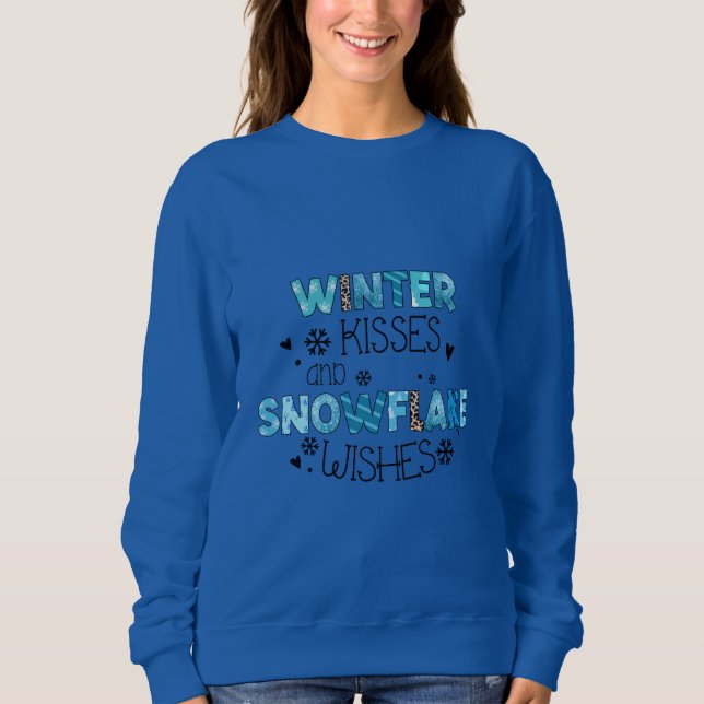 Winterküsse und Schneeflocken Sweatshirt (Vorderseite)