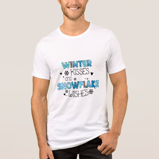 Winterküsse und Schneeflocken wünschen Winterurlau Tri-Blend Shirt (Vorderseite)