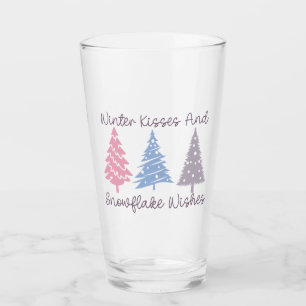 Winterküsse und Snowflake-Wünsche Glas