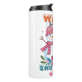 Winterküsse und Snowflake-Wünsche Thermosbecher