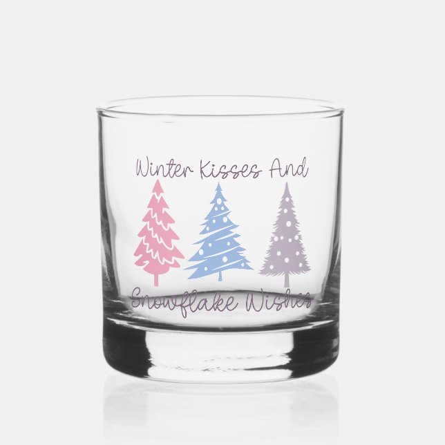 Winterküsse und Snowflake-Wünsche Whiskyglas (Vorderseite)