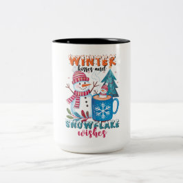 Winterküsse und Snowflake-Wünsche Zweifarbige Tasse