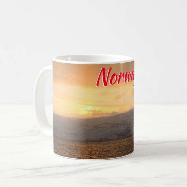 Winterküste Norwegens Kaffeetasse (Vorderseite Links)