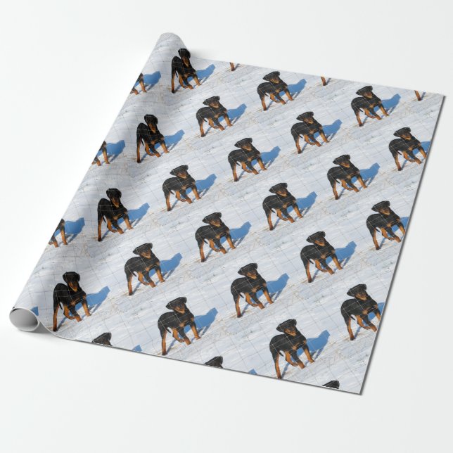 Winterland Rottweiler Geschenkpapier (Ungerollt)