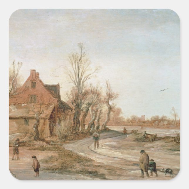 Winterlandschaft, 1623 quadratischer aufkleber (Vorderseite)