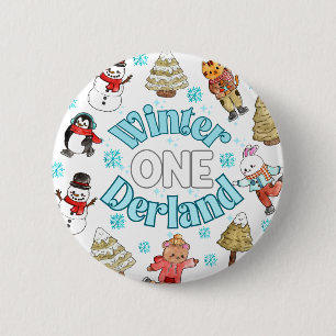 Winterlandschaft 1. Geburtstag Button