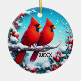 Winterlandschaft 2024 Gewohnter traditioneller Rot Keramik Ornament