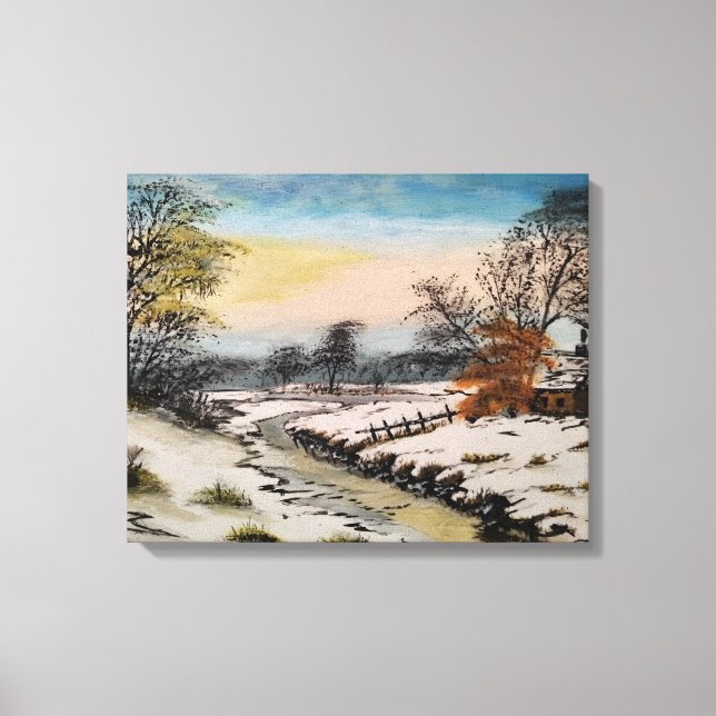 Winterlandschaft, Acrylmalerei Leinwanddruck (Vorderseite)